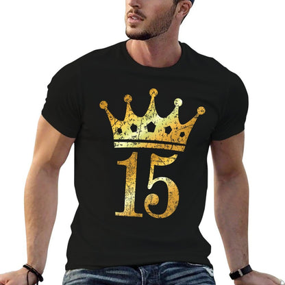 Crown Number 15 (Vintage Golden Yellow) 15th Birthday Comfortable T-Shirt