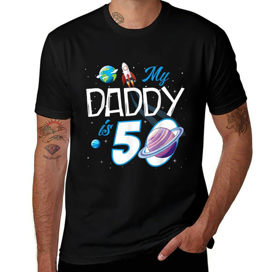My Dad Is 50 Years Funny Daddy Father 50th Years Birthday  High-quality Stitching T-Shirt
