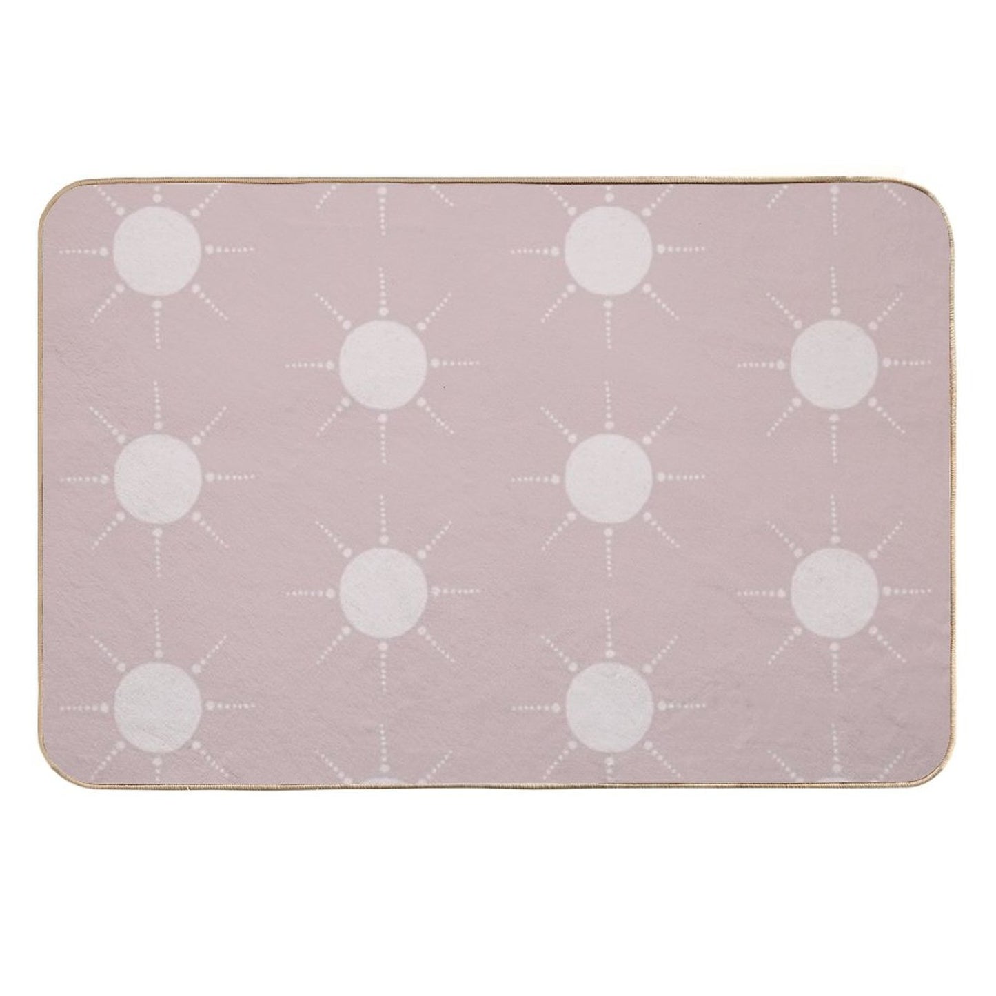 Pretty Polka Dots Sun Pattern Boho Aesthetic In Muted Colors Gray Pink  High-Traffic Bath Mat
