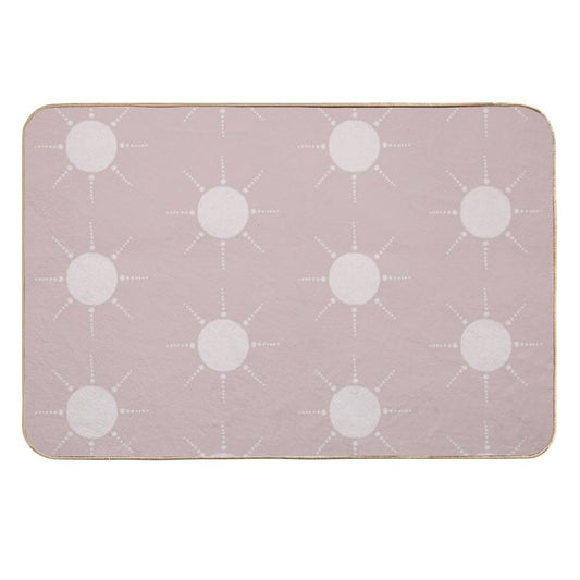 Pretty Polka Dots Sun Pattern Boho Aesthetic In Muted Colors Gray Pink  High-Traffic Bath Mat