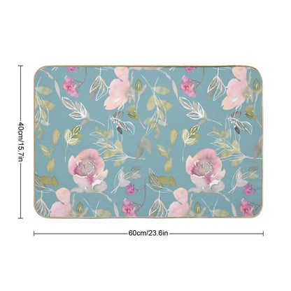 Watercolor Floral Pattern  Stain-Proof Bath Mat