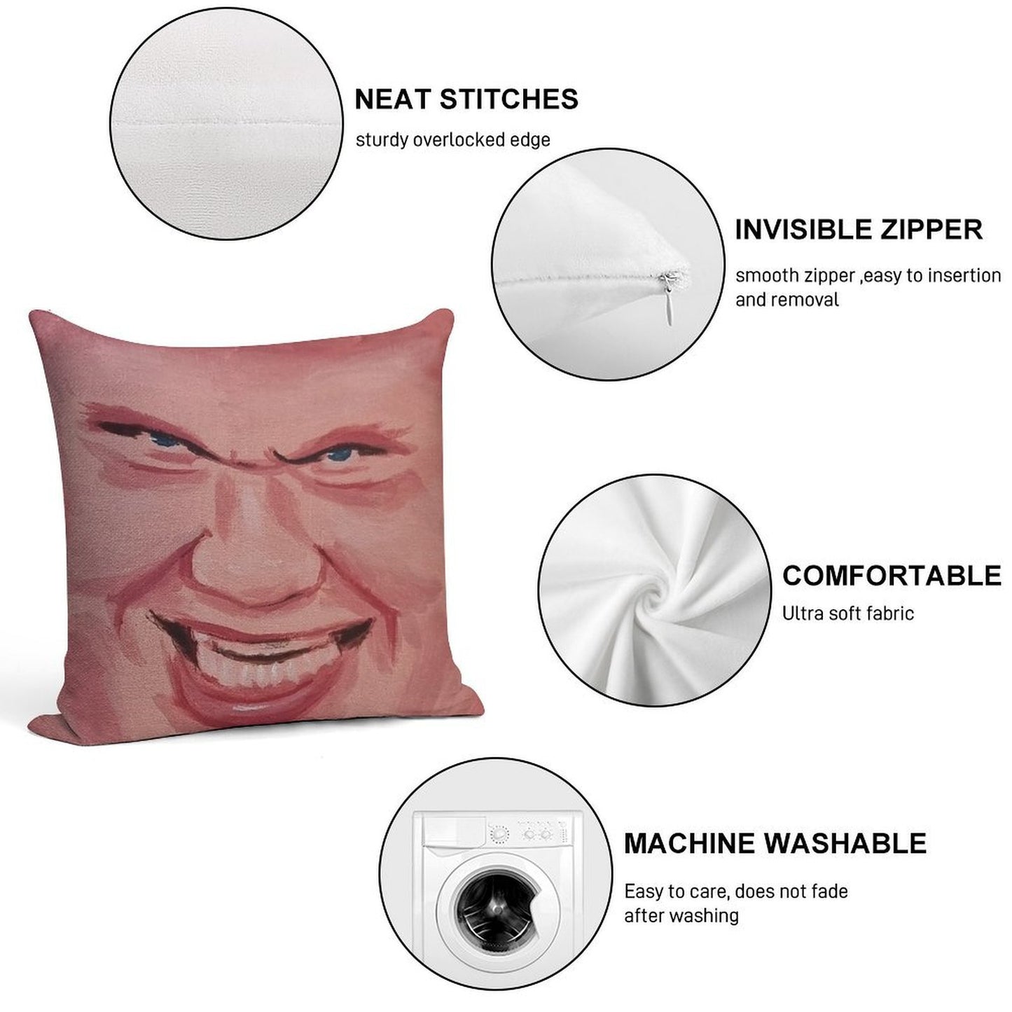Evil Erling Haaland Face Soft Decorative Cover Throw Pillow
