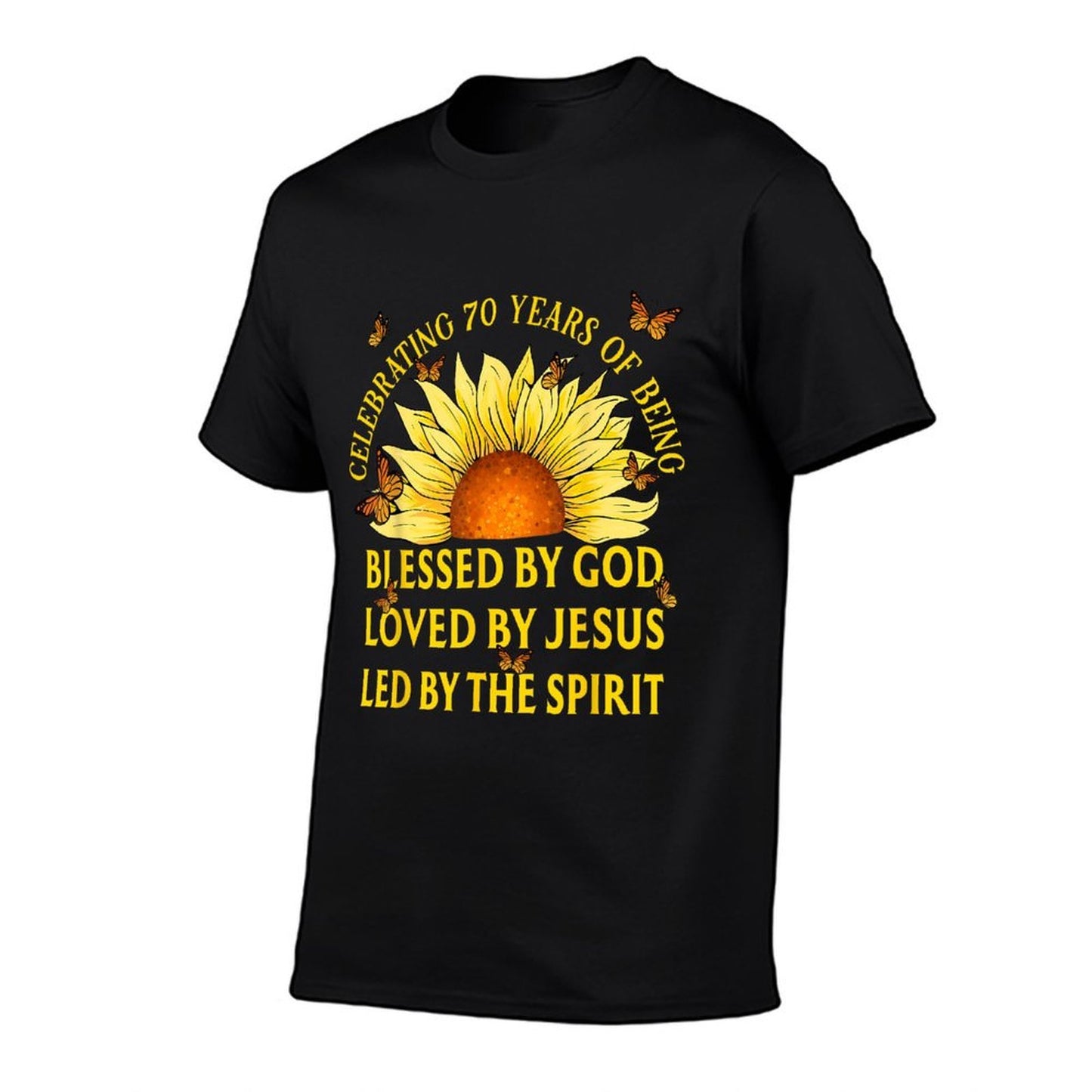 Blessed By God For 70 Years Yellow Sunflower Birthday  Durable T-Shirt