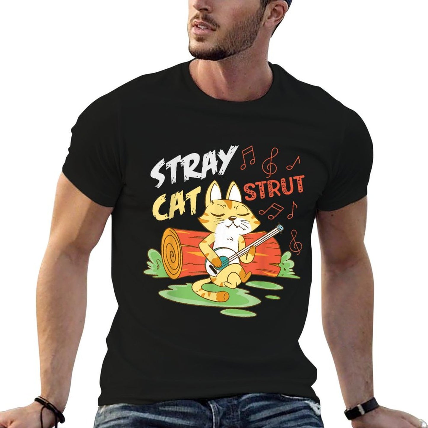 Stray Cat Strut Design For Cat And Music Lovers  Graphic-printed T-Shirt