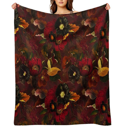 Red Mystical Botanical Night Garden Nightgarden Quick-dry Throw Blanket