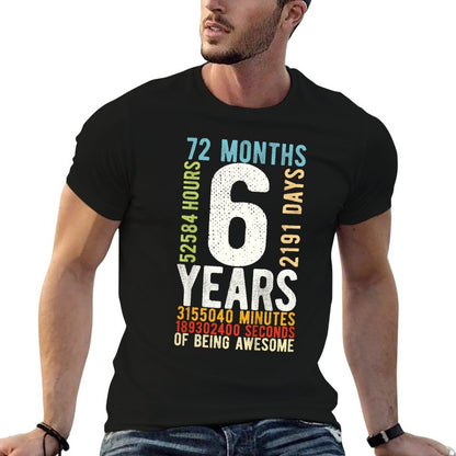 6th Birthday 6 Years Old Vintage Retro 72 Months  Versatile T-Shirt