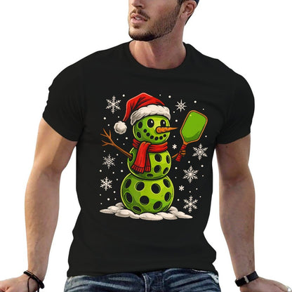 Christmas Pickleballs for Women Men Snowman Pickleball  Durable T-Shirt