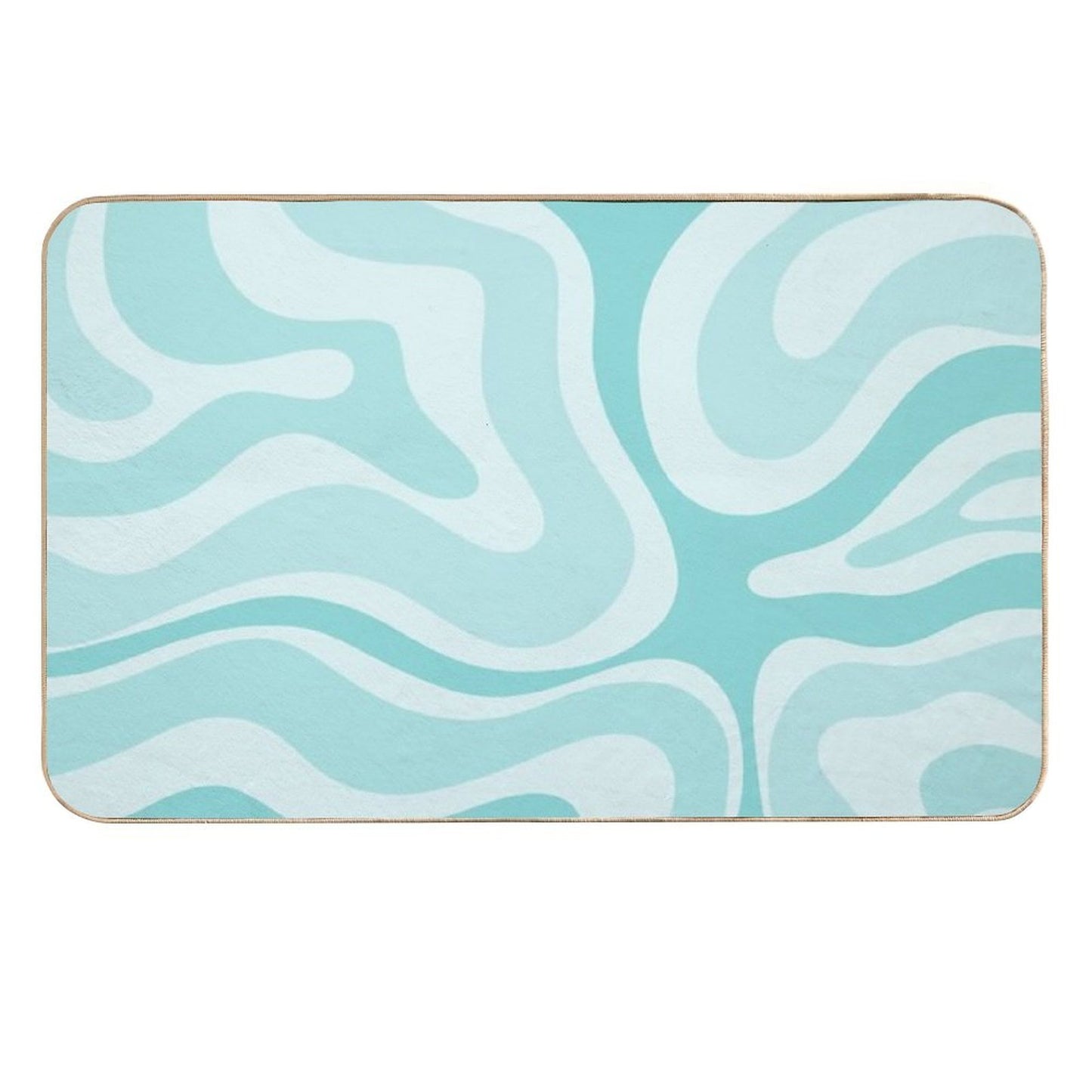 Modern Retro Liquid Swirl Abstract in Light Aqua Teal Blue  Stain-Proof Bath Mat