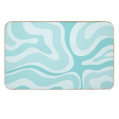 Modern Retro Liquid Swirl Abstract in Light Aqua Teal Blue  Stain-Proof Bath Mat