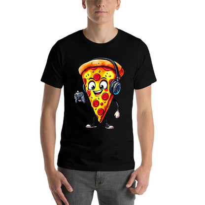 Funny Gamer Pizza Food Video Gaming Men Boys Kids Youthn  Quick-drying T-Shirt