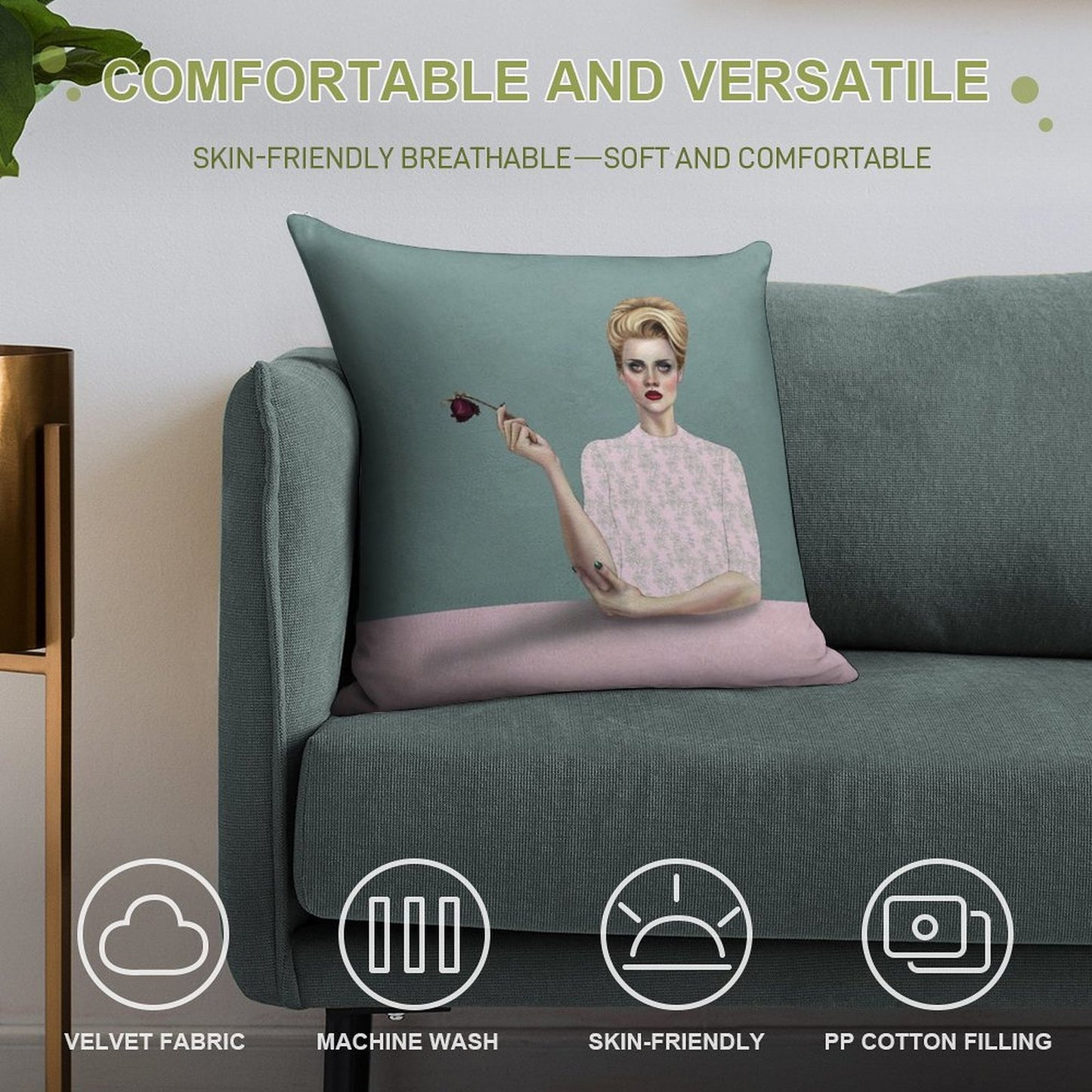 Rose Soft Ultra-Soft Texture Throw Pillow