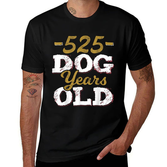 525 Dog Years Old Funny 75th Birthday Gag Gift  Ribbed Collar T-Shirt