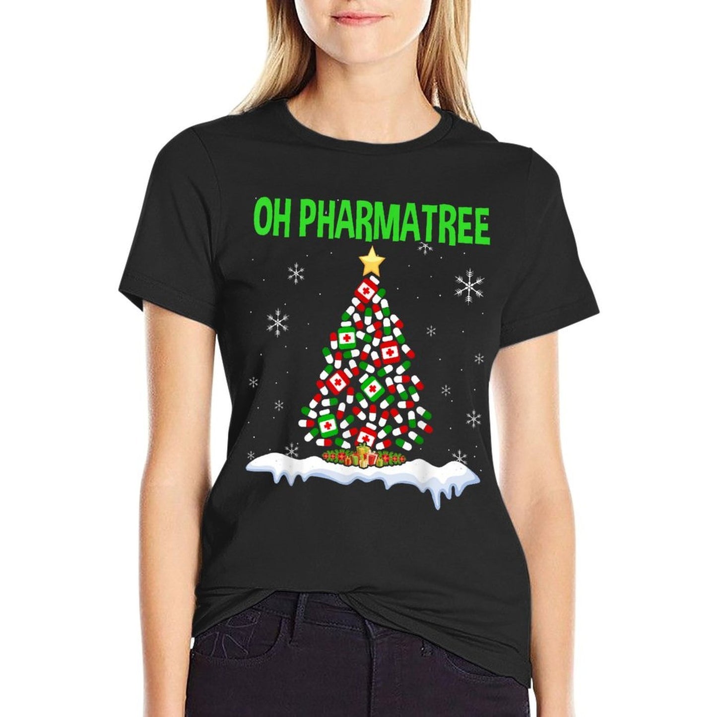 Oh Pharmatree Christmas Tree Pharmacy Medication Pharmacist  Slim-fit Cut T-Shirt