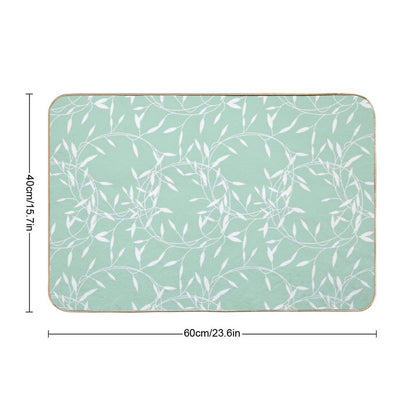 Organic Pattern - Pastel Green Background with White Details  Multi-Purpose Bath Mat
