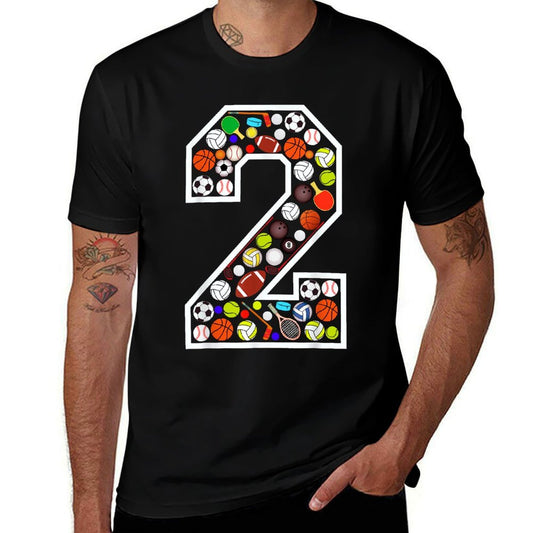 Kids 2nd Birthday Sports Big Number Two 2 Year Old Boy  Soft T-Shirt
