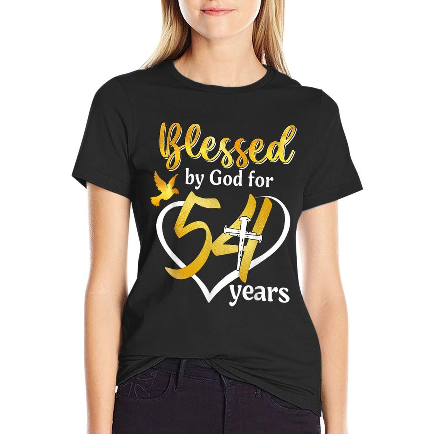 Blessed By God For 54 Years Old 54th Birthday Party Women  Lightweight T-Shirt