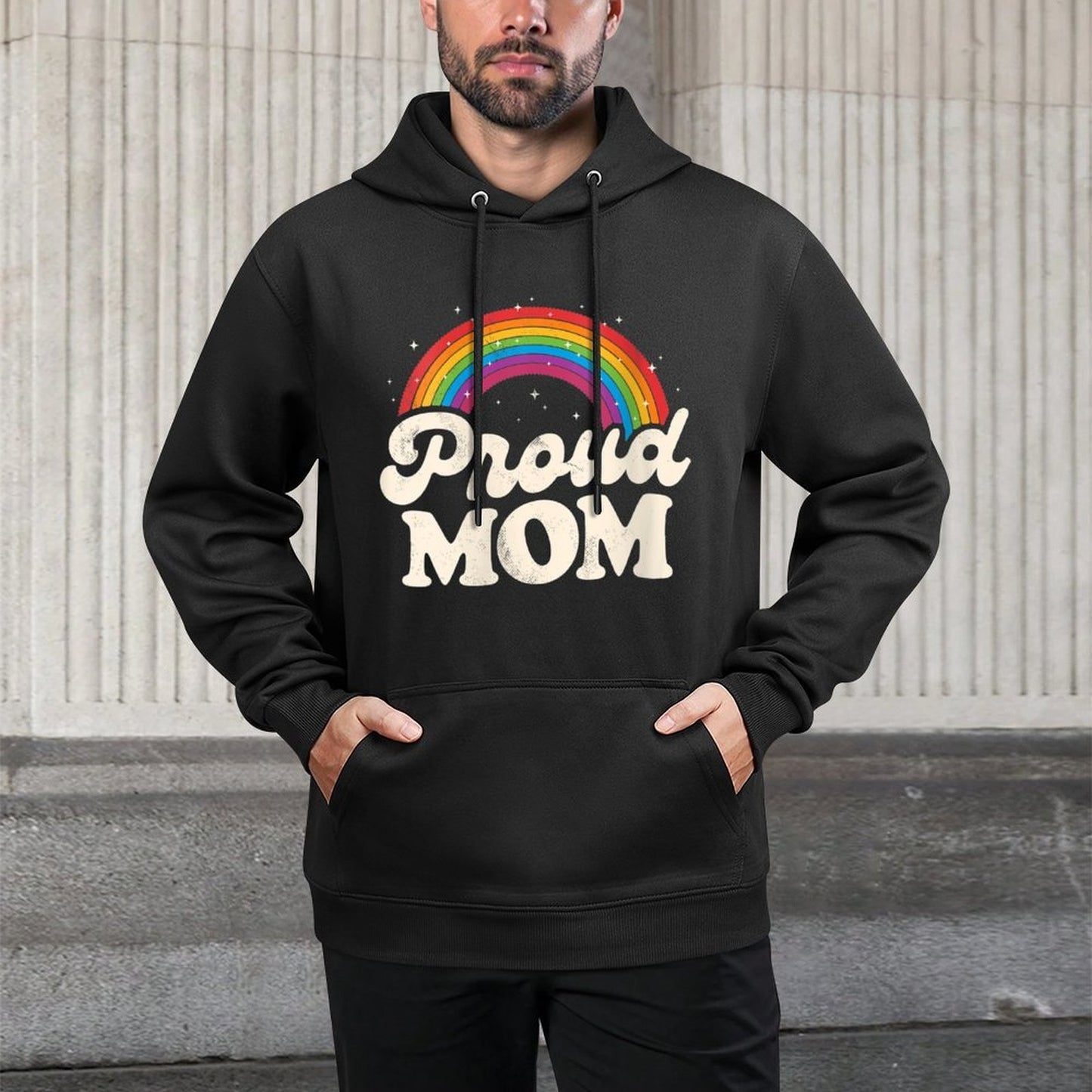 Womens LGBTQ Proud Mom Gay Pride LGBT Ally Rainbow Mother's Day Colorfast Hoodie