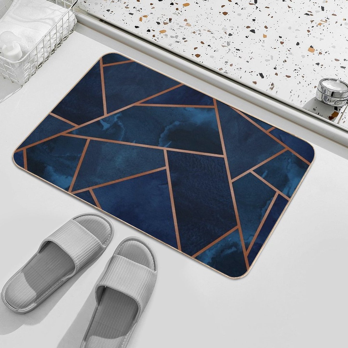 Navy & Copper Geo  Multi-Purpose Bath Mat