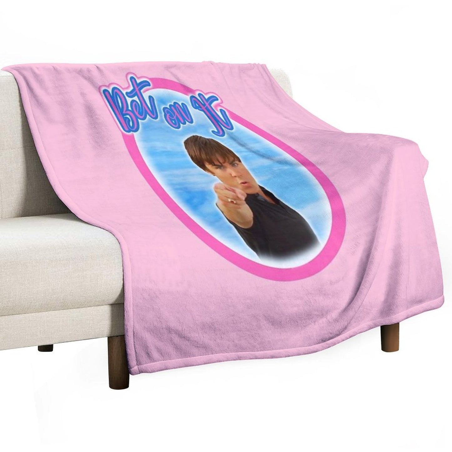 Troy Bolton Says Bet On It High School Musical Zac Efron Fan Art Sustainable Throw Blanket