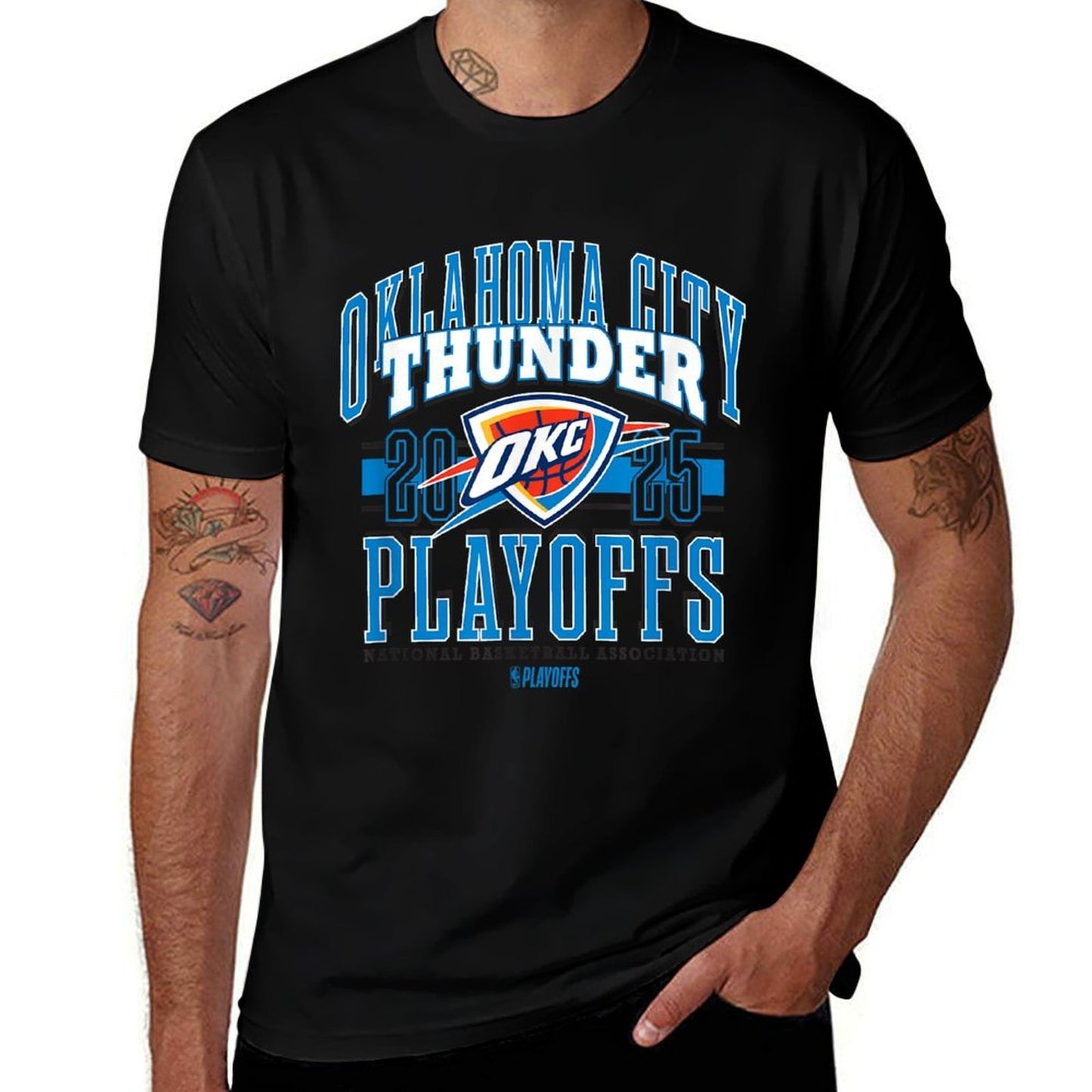 NBA Official Oklahoma City Thunder 2025 Playoffs Showtime  Heathered Texture T-Shirt