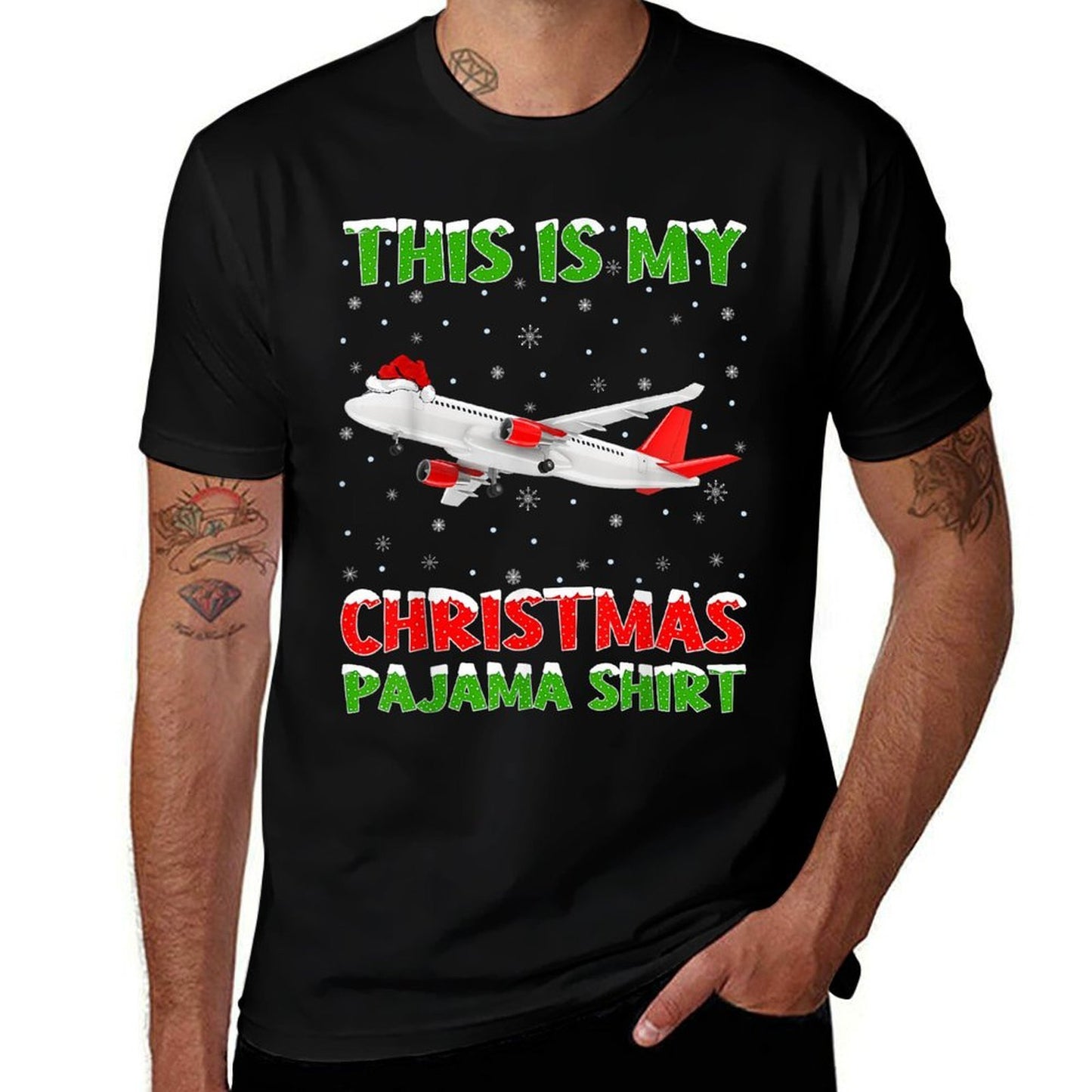 This Is My Christmas Pajama Airplane Christmas  Cotton T-Shirt