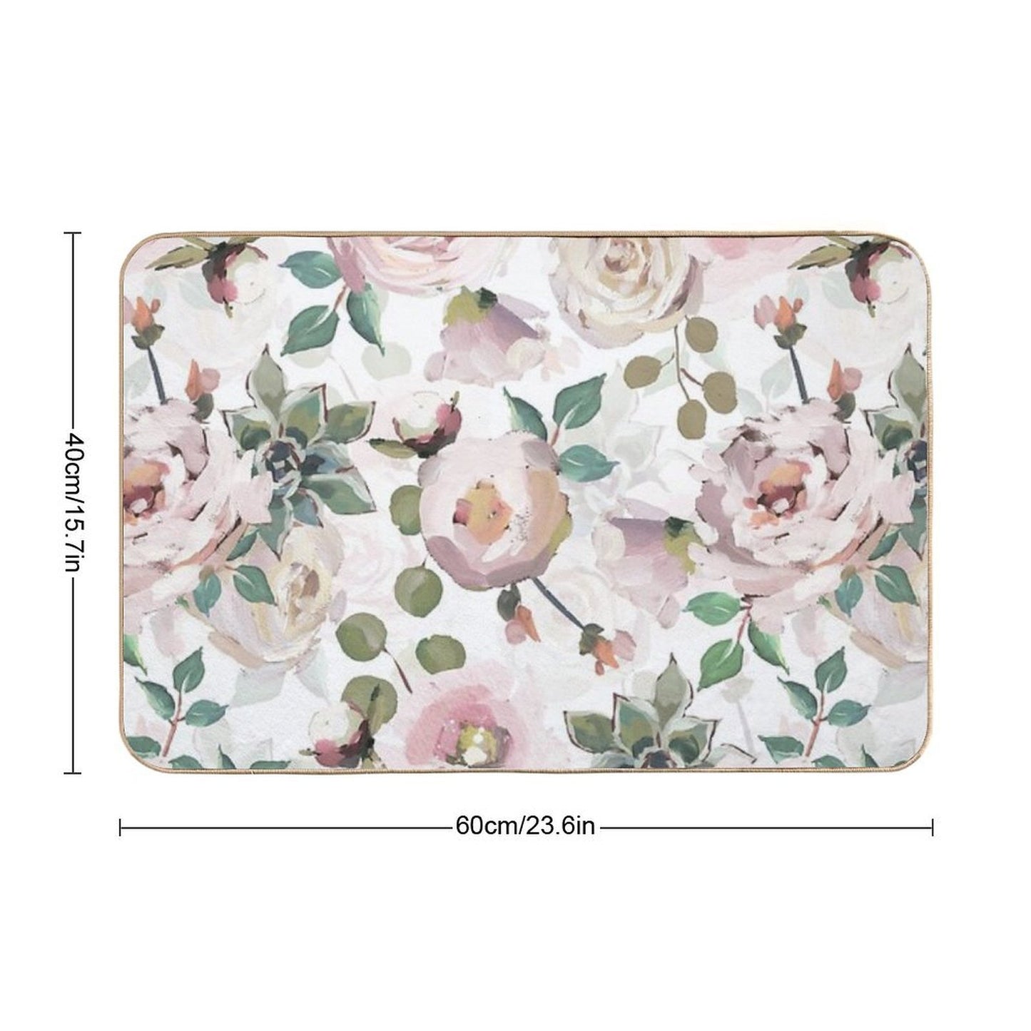 White  BlushVan Gogh Roses Botanical Garden Pattern Durable Bath Mat
