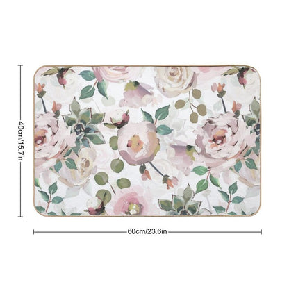 White  BlushVan Gogh Roses Botanical Garden Pattern Durable Bath Mat
