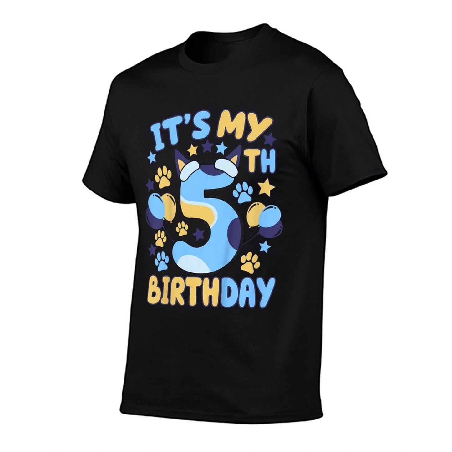 Kids 5th Birthday Boy Girl Dog Theme Party Five 5 Year Old Bday  Breathable T-Shirt