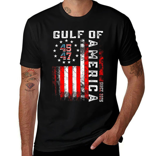 Gulf Of Usa America Funny Vintage Usa Flag Relaxed-fit T-Shirt
