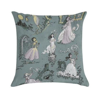 Girls Running From Houses Soft Ultra-Soft Texture Throw Pillow