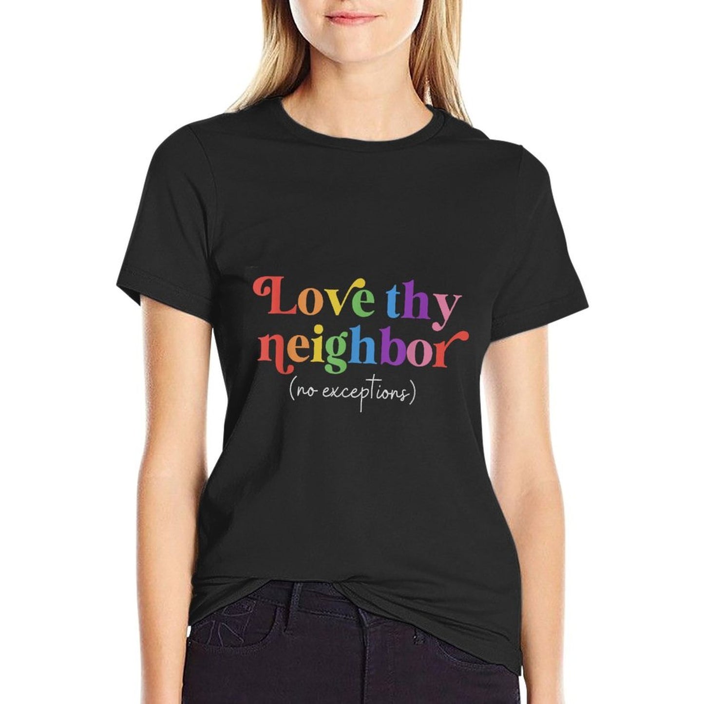 Love Thy Neighbor Pride Month Lesbian Gay LGBTQ Ally  Cotton T-Shirt
