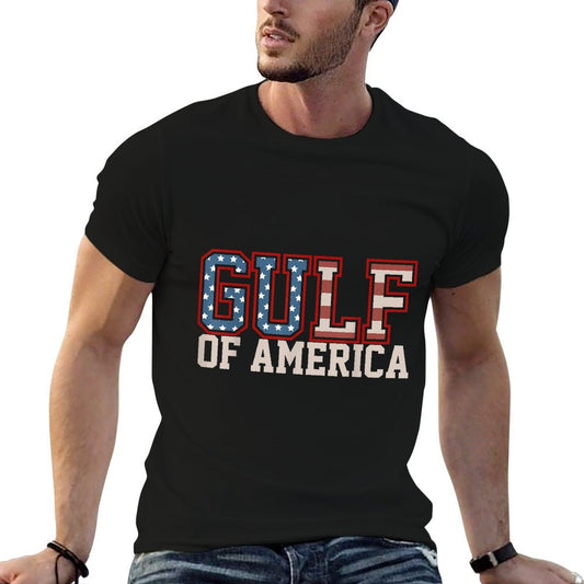 Vintage USA Flag Gulf Of USA America T Shirts Est 2025 Retro Ribbed Collar T-Shirt