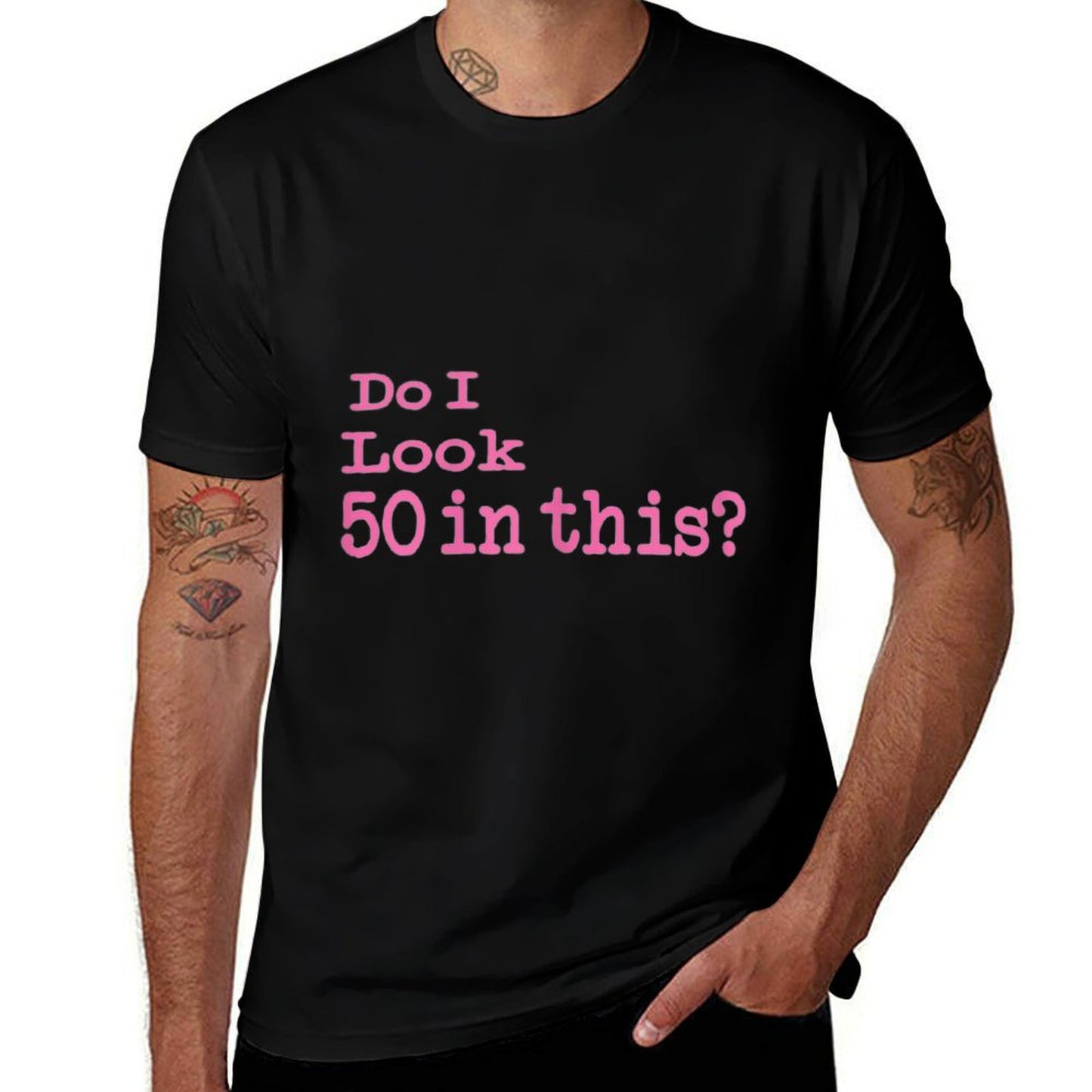 Womens Ladies 50th Birthday Gift T, Do I Look Fifty in This  Lightweight T-Shirt