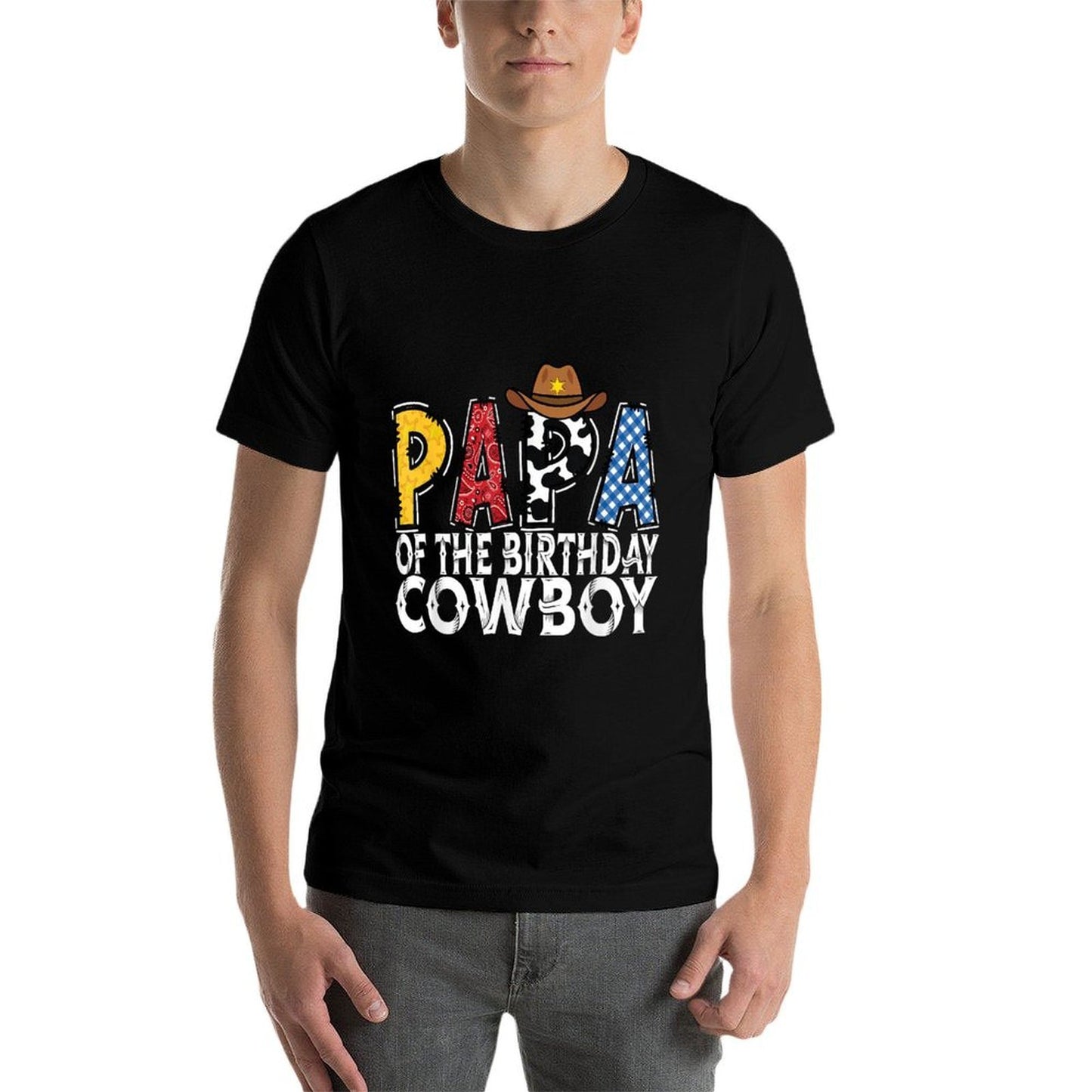 Papa 1st Birthday Cowboy Western Papa Birthday Boy  Relaxed-fit T-Shirt