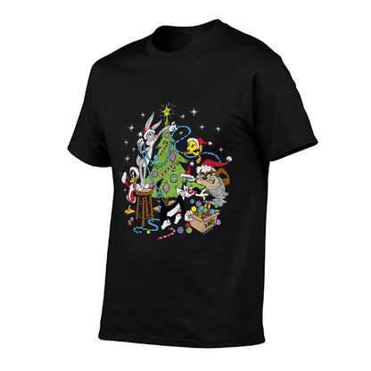 Looney Tunes Christmas Group Shot Decorate The Tree  Relaxed-fit T-Shirt