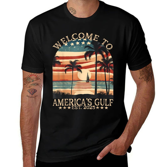 Gulf Of Us America, America&#39;s Gulf Us Flag 2025 High-quality Stitching T-Shirt