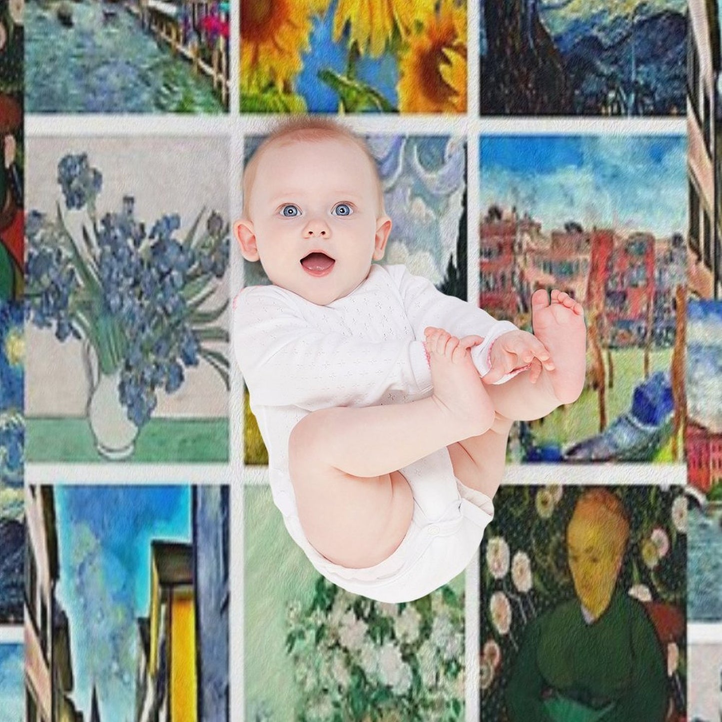 Van Gogh Artwork Collage Eco-conscious Throw Blanket