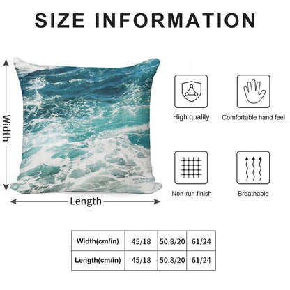 Blue Ocean Waves Soft Hidden Zipper Throw Pillow