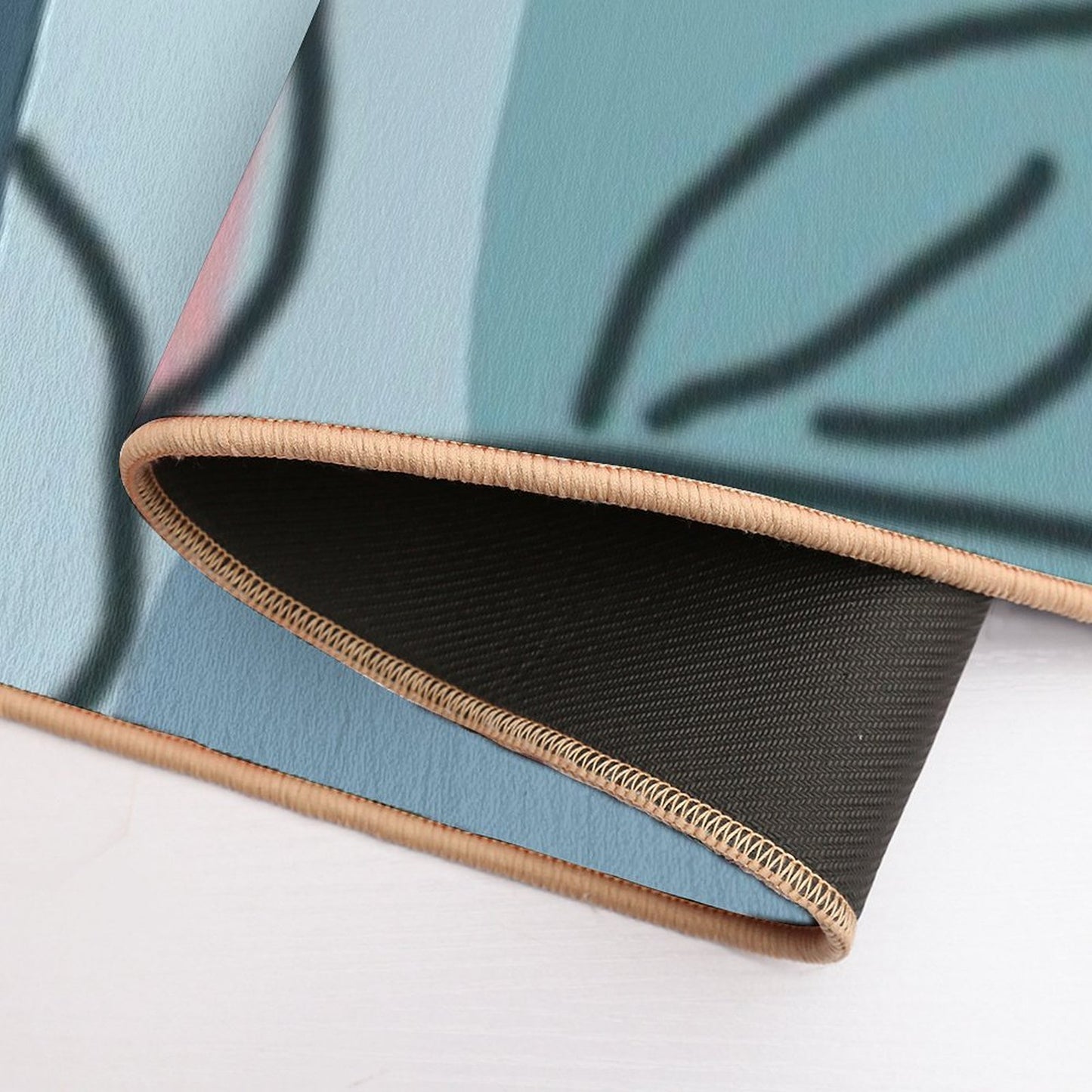 Bottels Blue Leaves  Easy To Clean Bath Mat