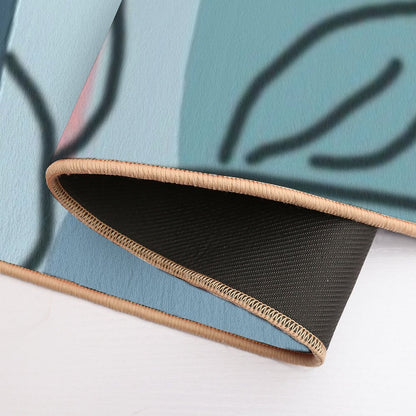 Bottels Blue Leaves  Easy To Clean Bath Mat