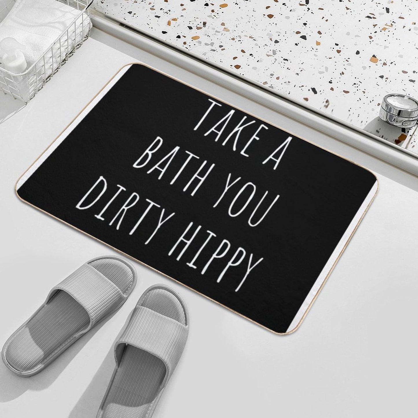 Take A Bath You Dirty Hippy Bathroom Art  Versatile Bath Mat
