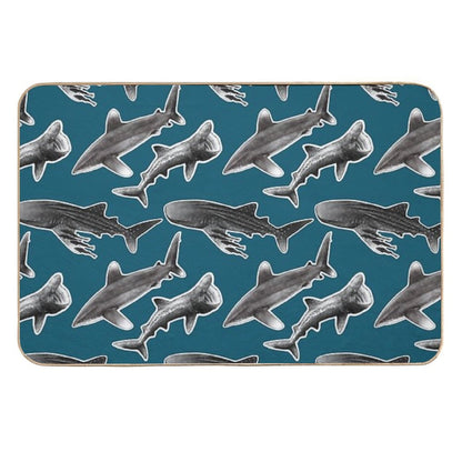 Infinity Sharks  Oceanic Whitetip Shark, Basking Shark, Whale Shark Durable Bath Mat