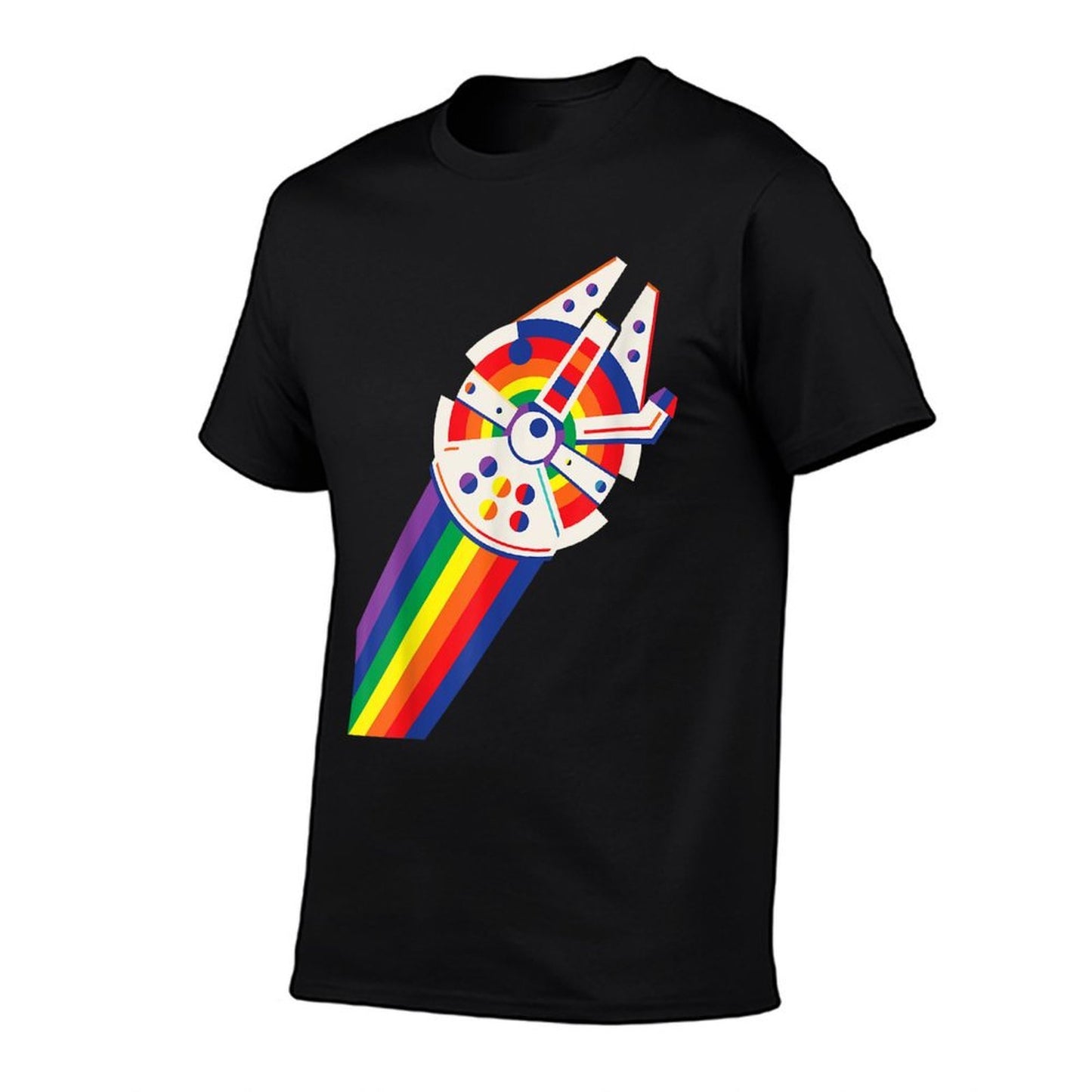 Star Wars Rainbow Millennium Falcon  Rolled Sleeves T-Shirt