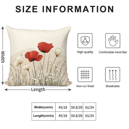 Red Poppies In Bloom Soft Home Decor Throw Pillow
