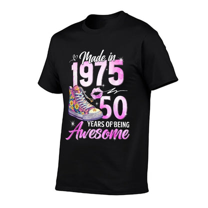 Chapter 50 EST 1975 50 Years Old Gifts 50th Birthday Queen  Wrinkle-resistant T-Shirt
