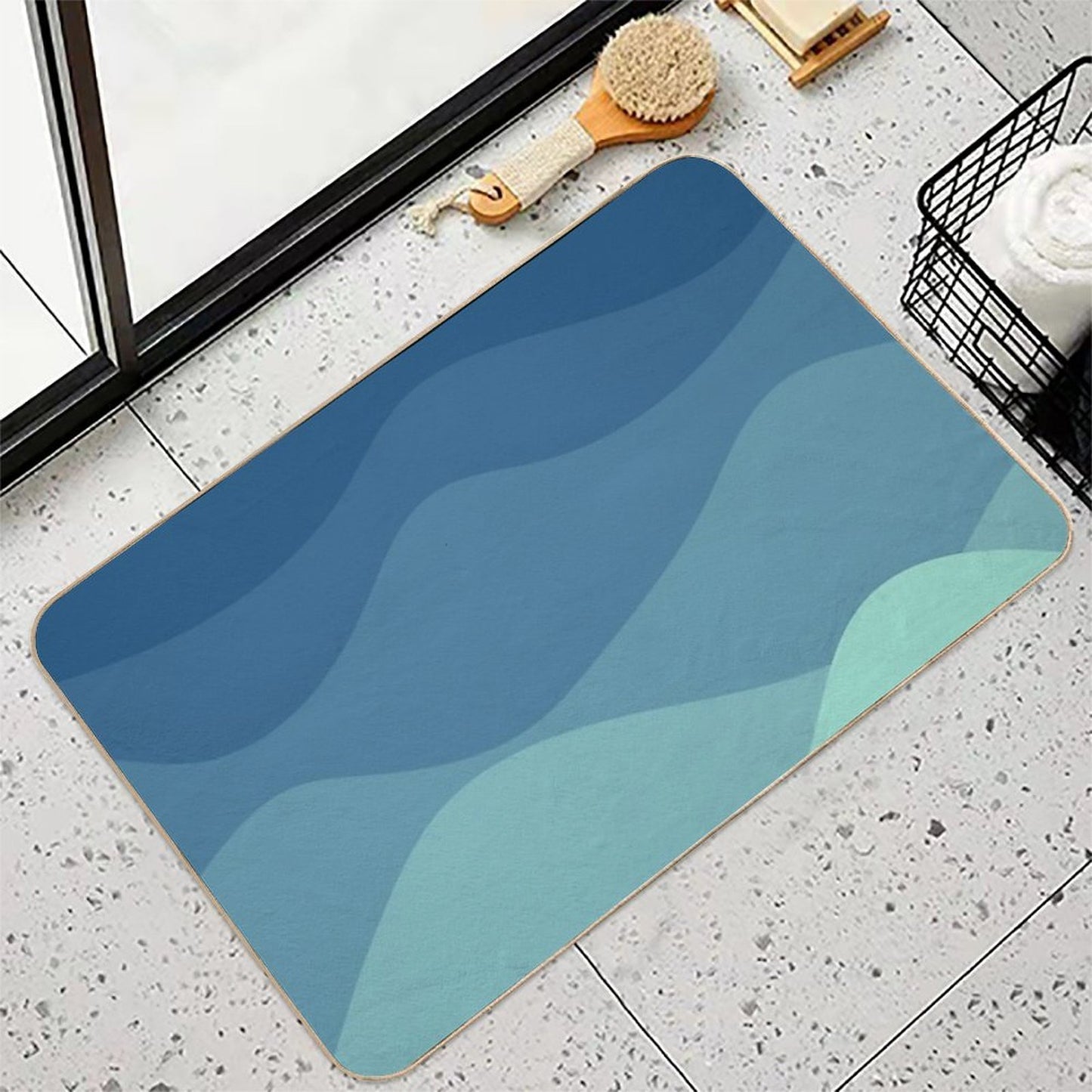 Deep Dark Ocean Modern Abstract Art  Absorbent Bath Mat