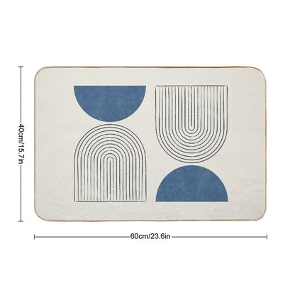 Arch Balance Blue - Mid Century Modern  Repositionable Bath Mat