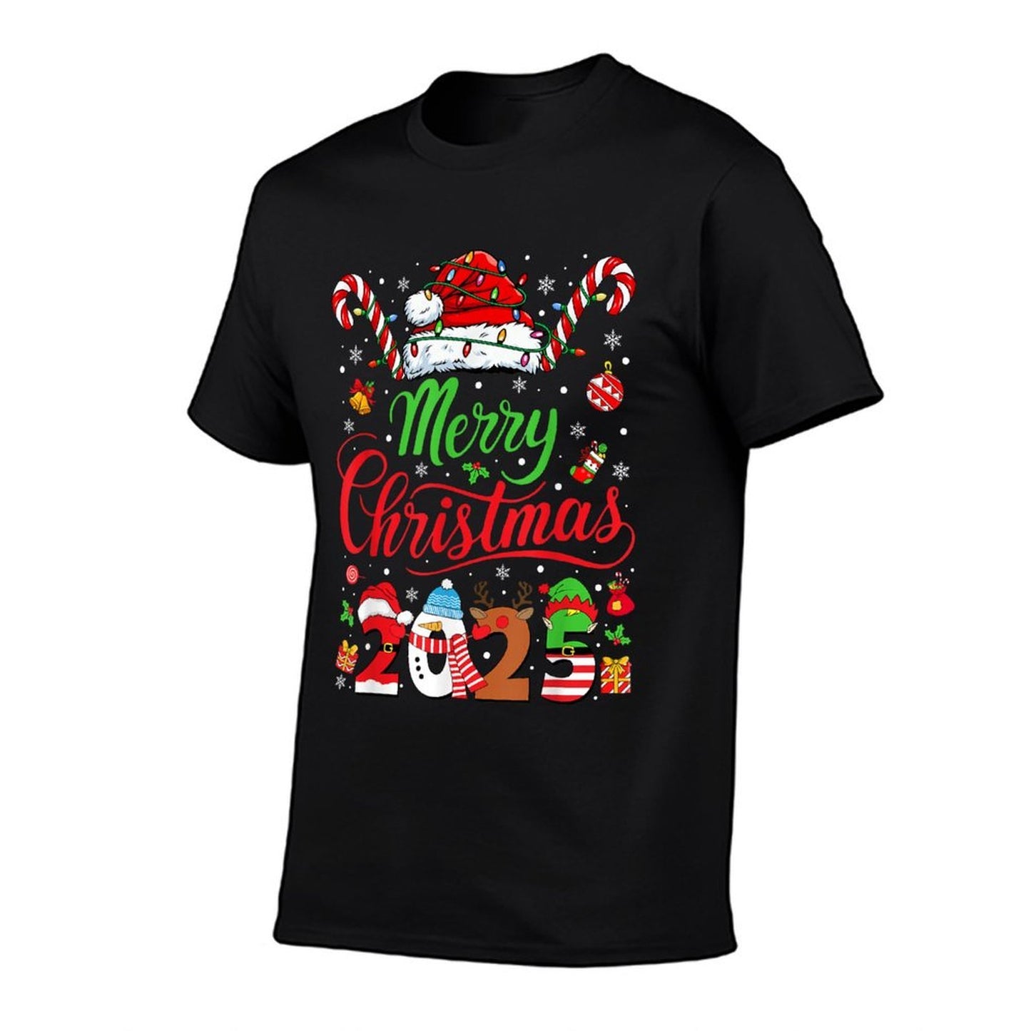 Merry Christmas 2025 Santa Reindeer Snowman Christmas Family  Relaxed-fit T-Shirt
