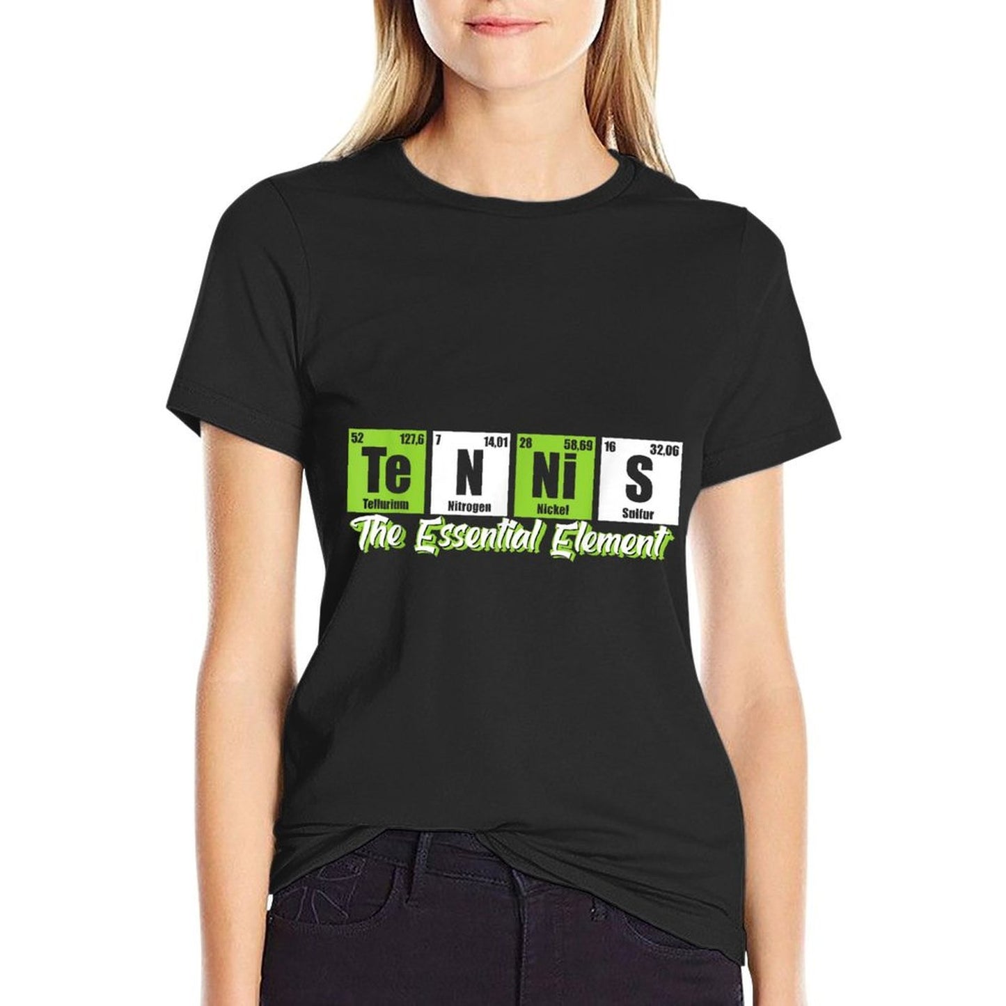 Tennis - The Essential Element  Funny Love Tennis  Oversized Silhouette T-Shirt