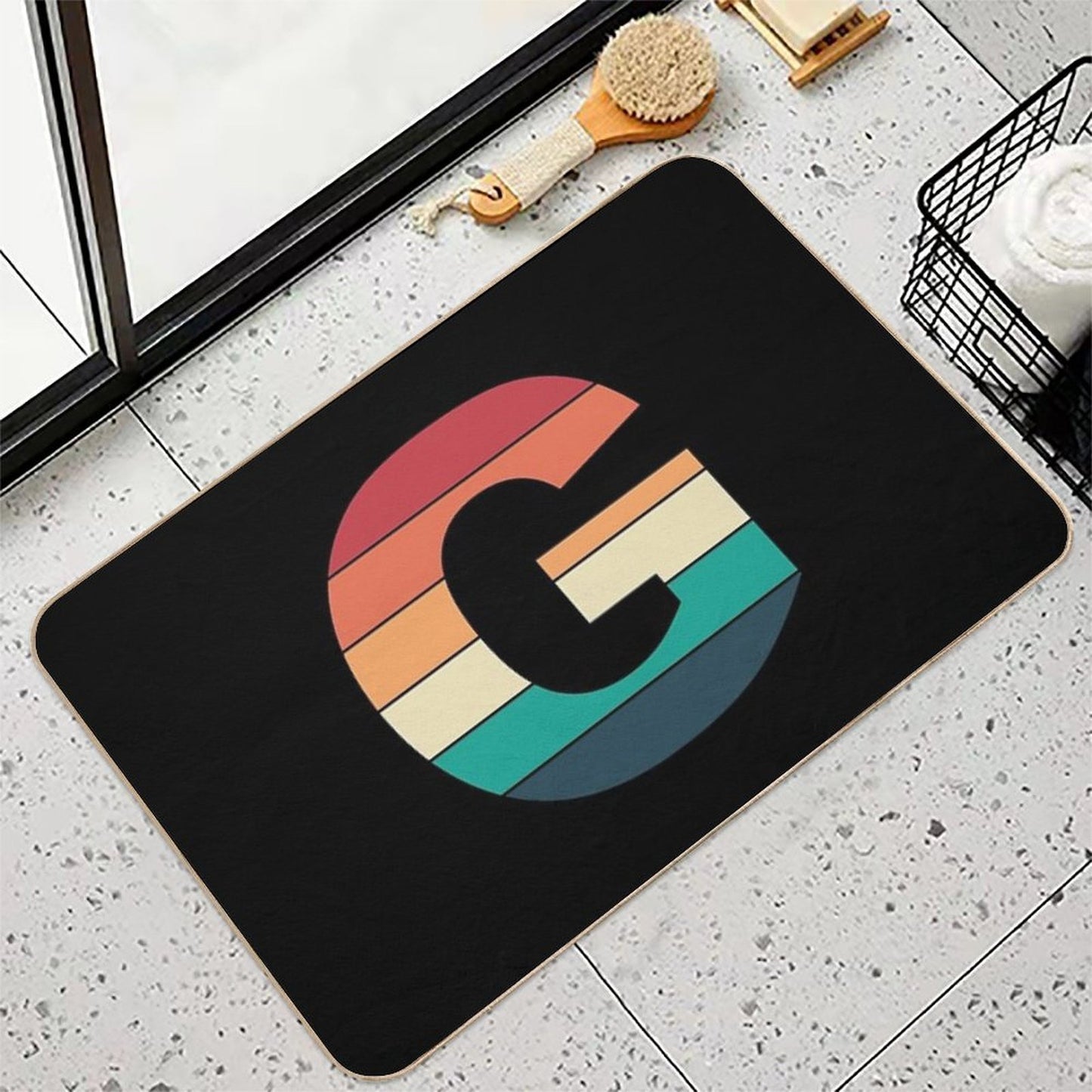 Retro Vintage Sunset Letter G  Slip-Resistant Bath Mat